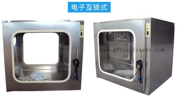 電子互鎖傳遞窗內(nèi)部采用集成電路，電磁鎖， 控制面板，指示燈等實現(xiàn)連鎖
